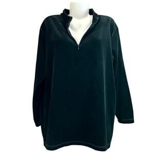 Bechamel Woman Women's Black Velour Quarter Zip Pullover Jacket Comfort SZ 1X